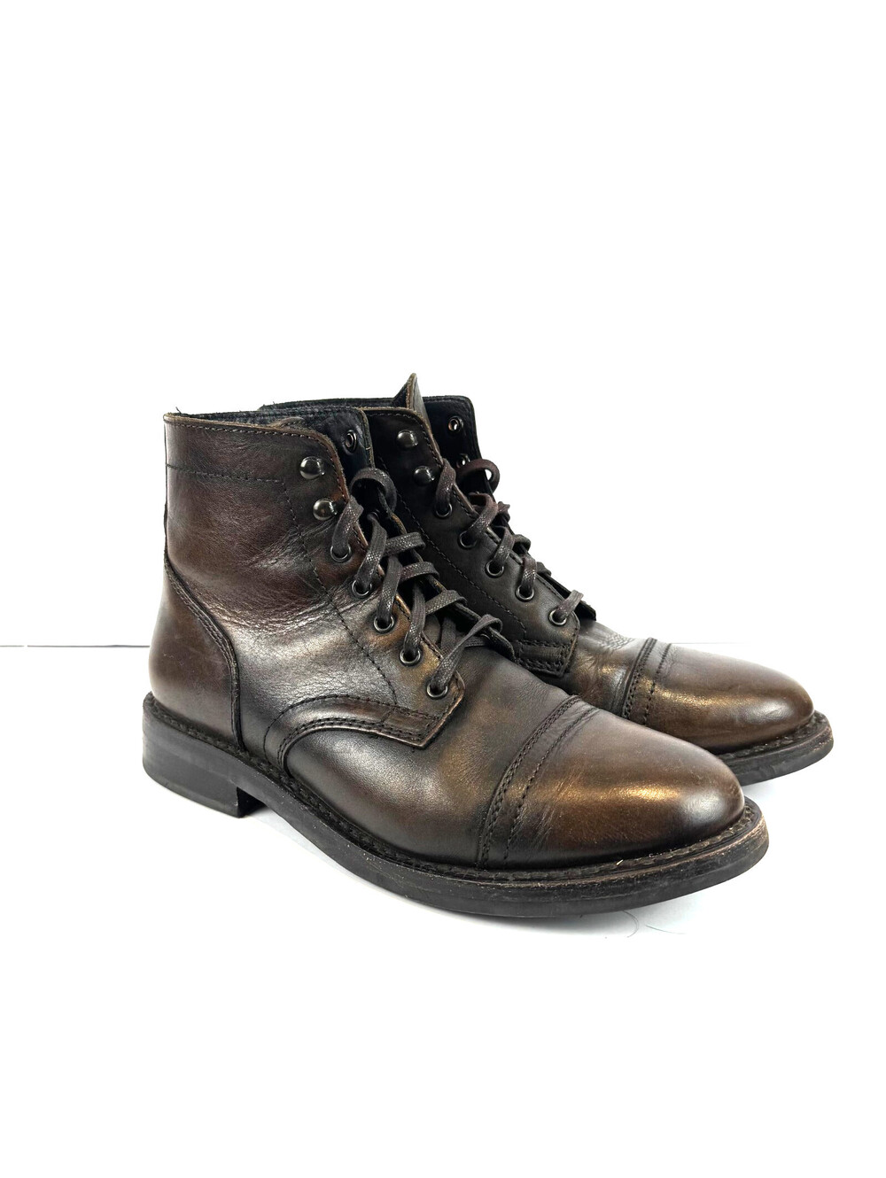 Thursday Boot Co Everyday Round Cap Toe Dark Brown Leather Lace Boots Mens Sz 9